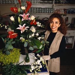Woman with Floral Arrangement