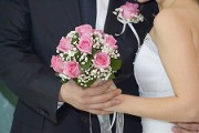 Groom and Bride with Flowers