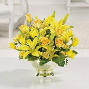Golden Glow Funeral Table Flowers