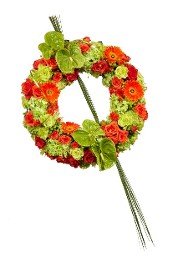 Wreath of Vibrant Oranges and Greens