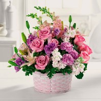 Assorted Pastel Flowers in Basket