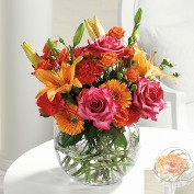 Rosebowl of Brightly Colored Mixed Flowers