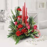 Asymetrical Holiday Centerpiece w/ Taper Candles