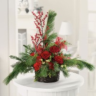 Scented Pine Basket w/ Roses and Carnations